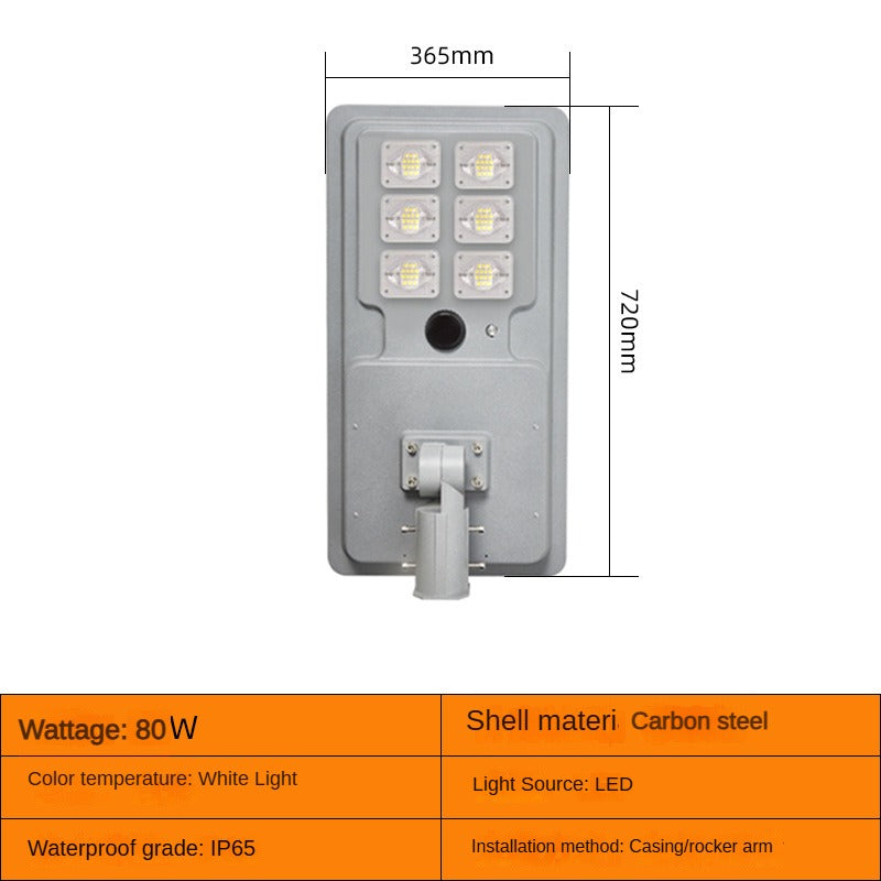 Led Waterproof Outdoor Solar Street Lamp Carbon Steel Material 6 M Community Road Lighting Human Body Induction Street Lamp Integrated Solar Energy Street Lamp Head