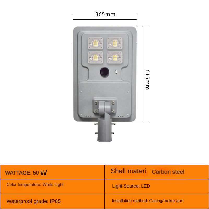 Led Waterproof Outdoor Solar Street Lamp Carbon Steel Material 6 M Community Road Lighting Human Body Induction Street Lamp Integrated Solar Energy Street Lamp Head