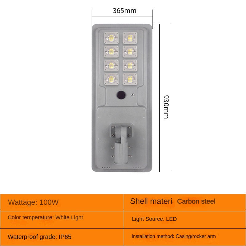 Led Waterproof Outdoor Solar Street Lamp Carbon Steel Material 6 M Community Road Lighting Human Body Induction Street Lamp Integrated Solar Energy Street Lamp Head