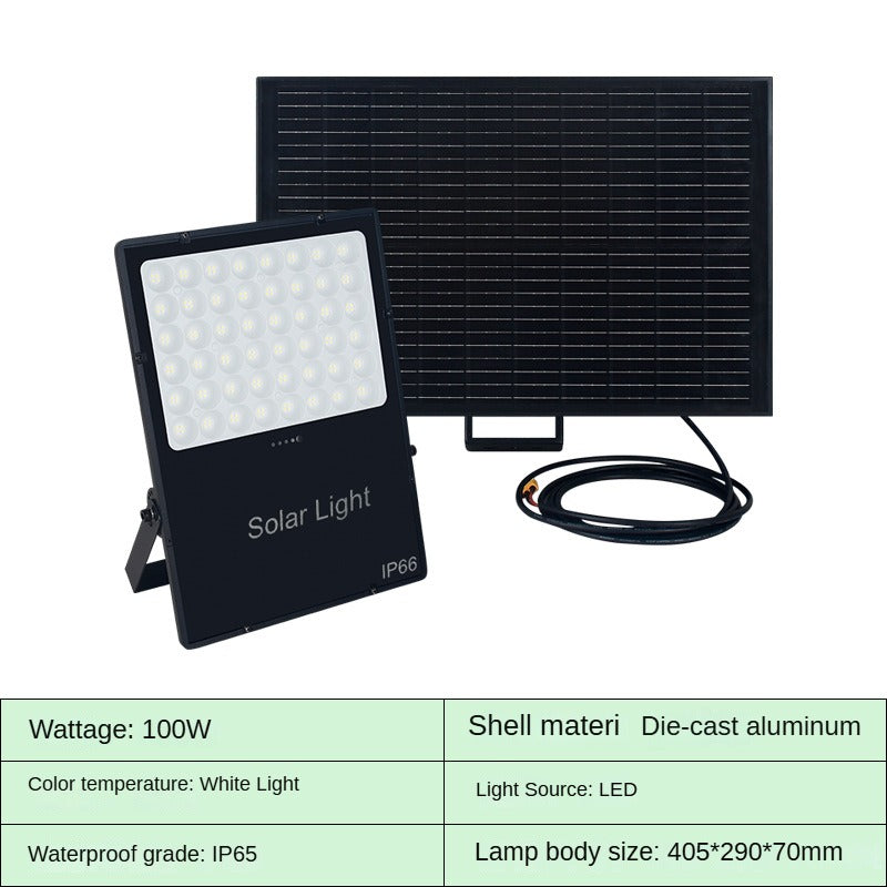 Solar Spotlight New Outdoor IP65 Waterproof Aluminum Super Bright Courtyard LED Floodlight 60w80w100w