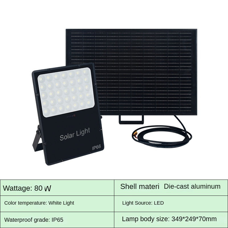 Solar Spotlight New Outdoor IP65 Waterproof Aluminum Super Bright Courtyard LED Floodlight 60w80w100w